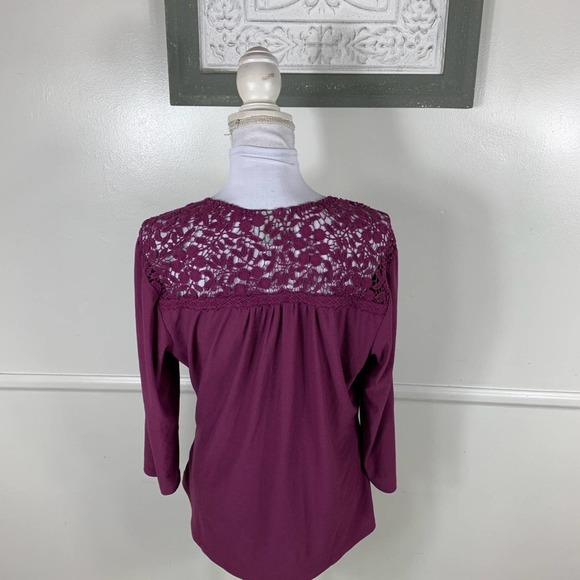 Maeve Purple Faux Wrap Lace Top Womens - Picture 7 of 9